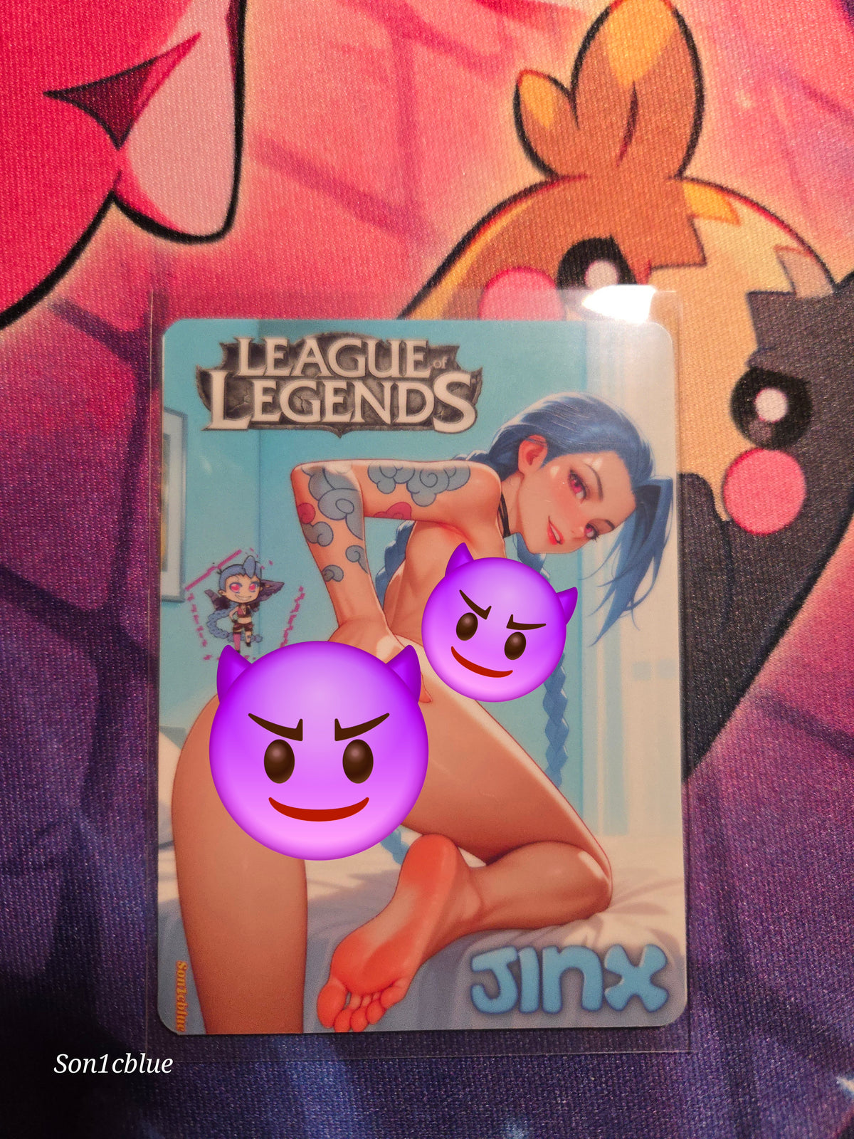 Jinx League Of Legends Custom Glow Waifu card Spicy Feet Art 2