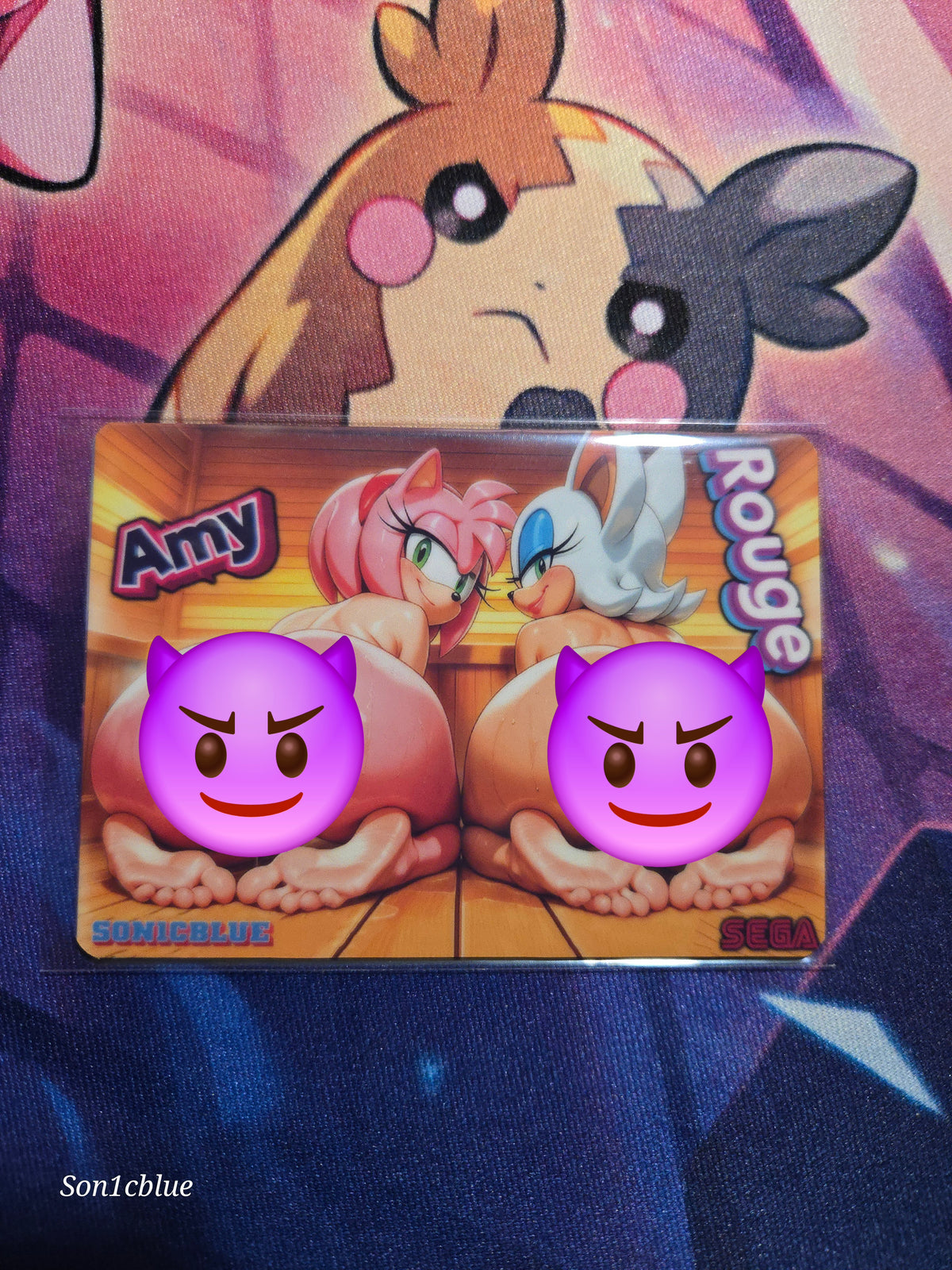 Amy Rose & Rouge the Bat Sonic Custom Glow Waifu card Spicy Feet Art