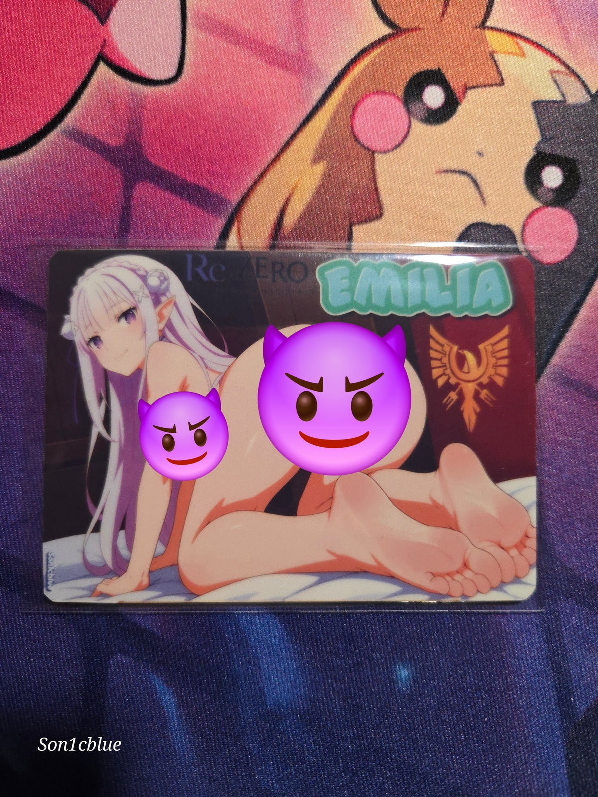 Emilia Re:Zero Custom Glow Waifu card Spicy Feet Art