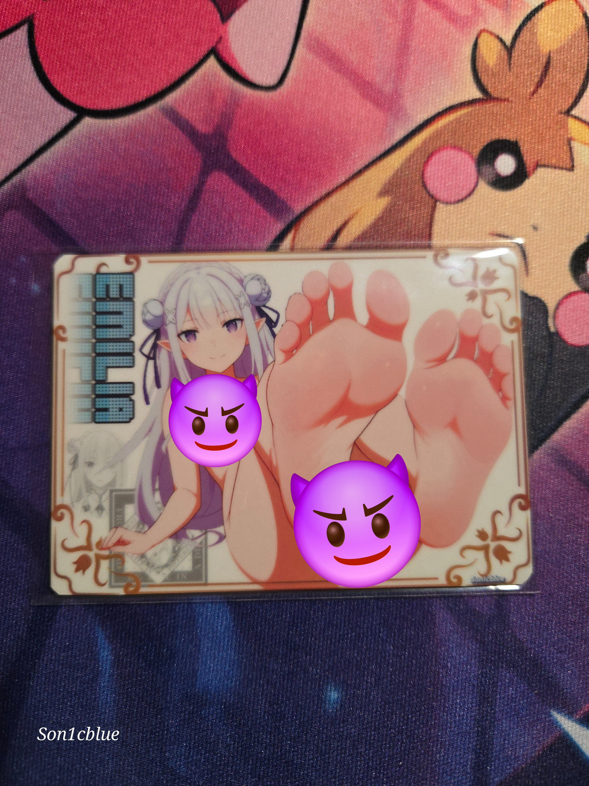 Emilia Re:Zero Custom Glow Waifu card Spicy Feet Art 2