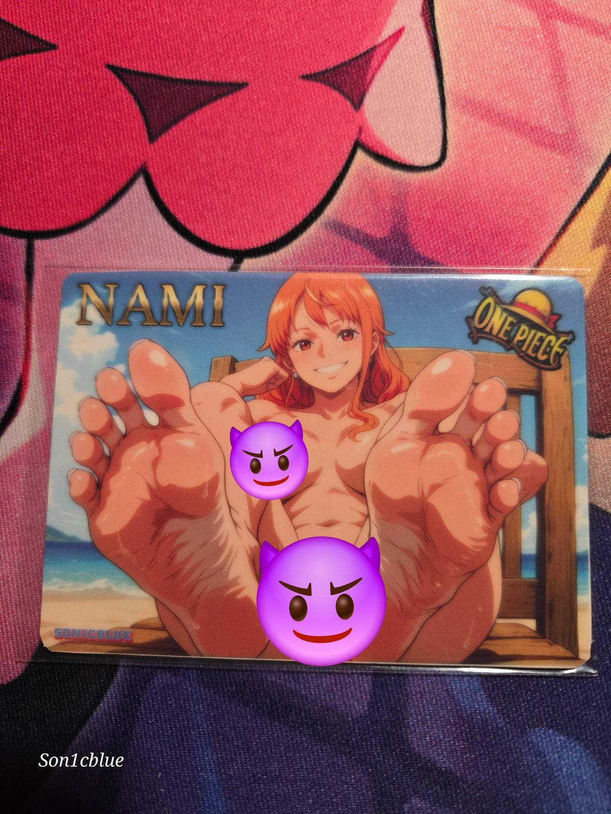 Nami One Piece Custom Glow Waifu card Spicy Feet Art