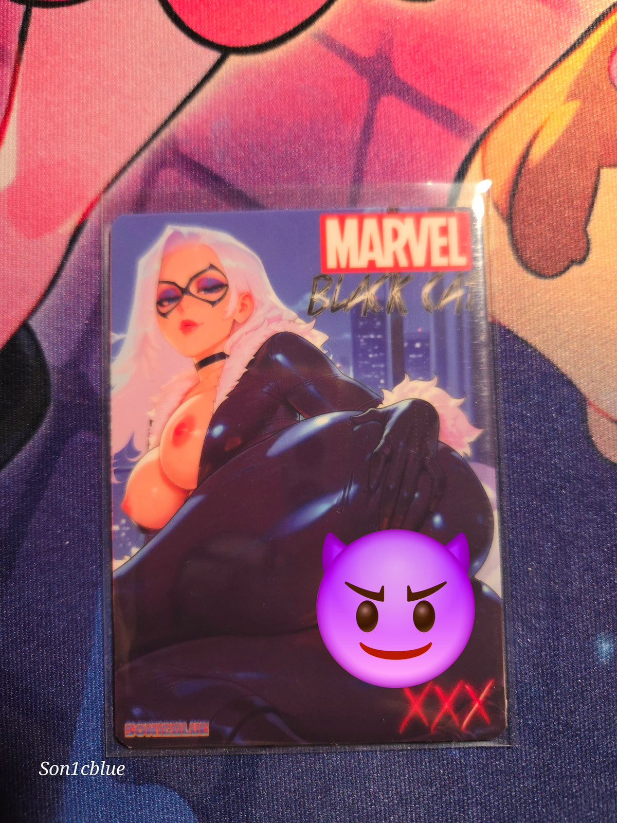 Felicia Hardy Black Cat Marvel Vixens Custom Glow Waifu card Spicy Fan Art