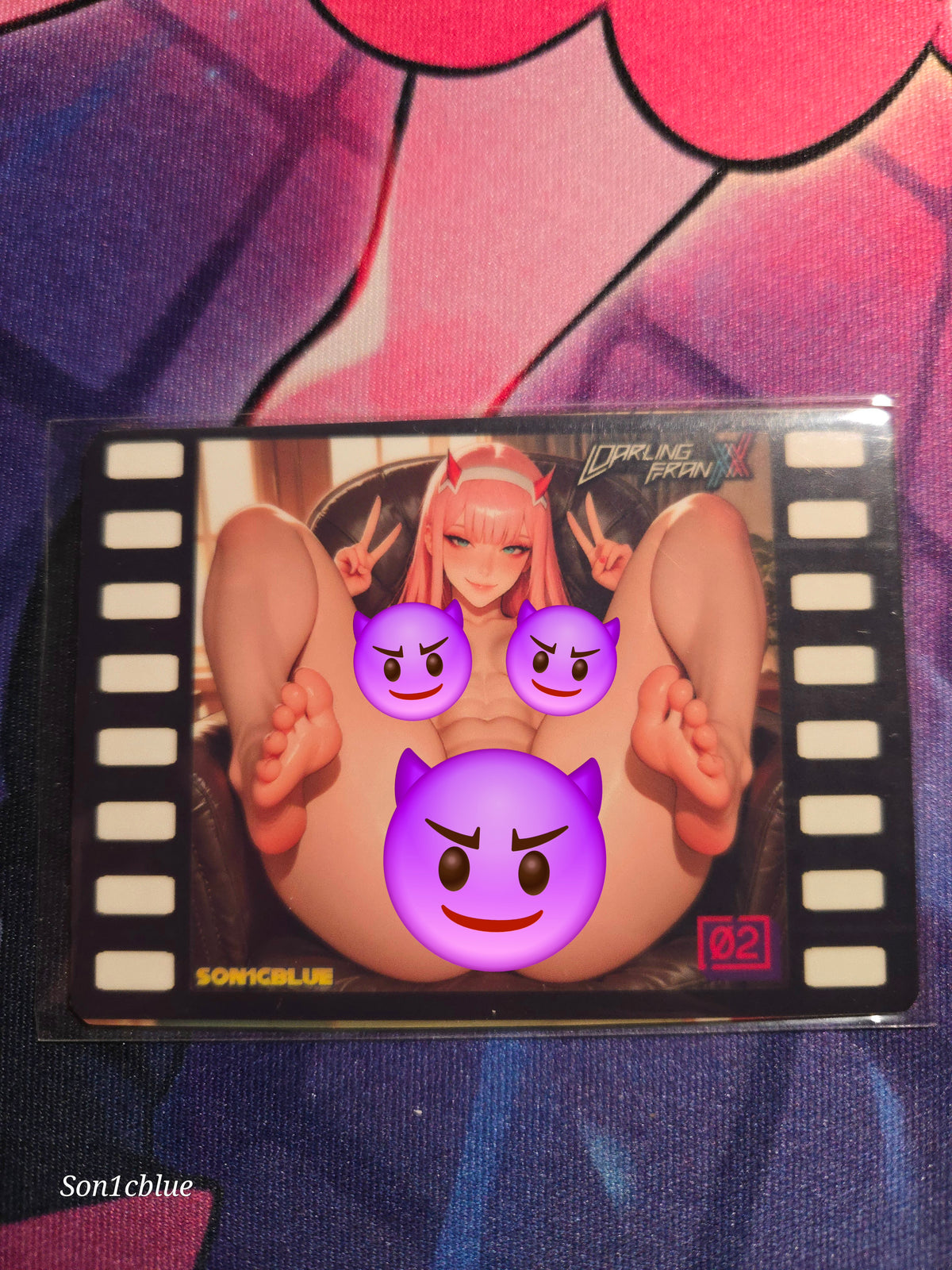 Zero Two Darling in the Franxx Custom Glow Waifu card Spicy Feet Art 4
