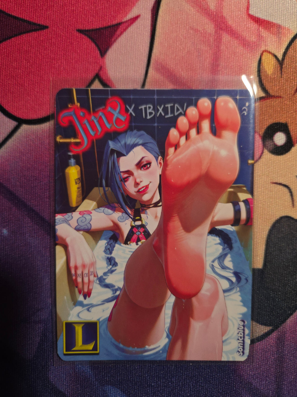 Jinx League Of Legends Custom Non Glow Waifu card Feet Art