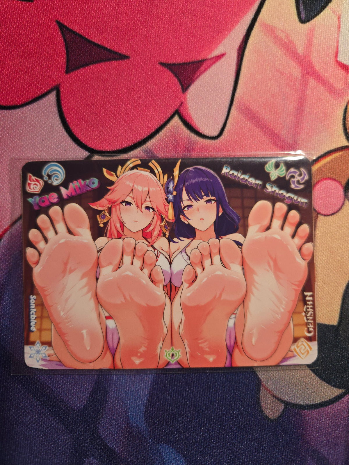 Yae Miko & Raiden Shogun Genshin Impact Custom Non Glow Waifu card Feet Art