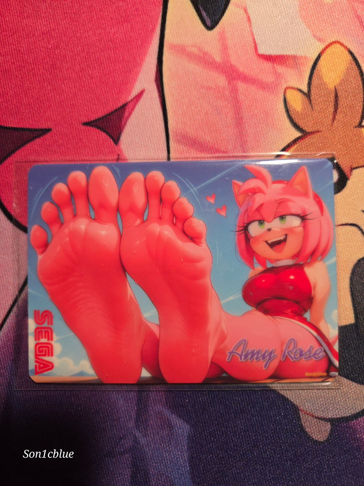 Amy Rose Sonic Custom Glow Waifu card Feet Art