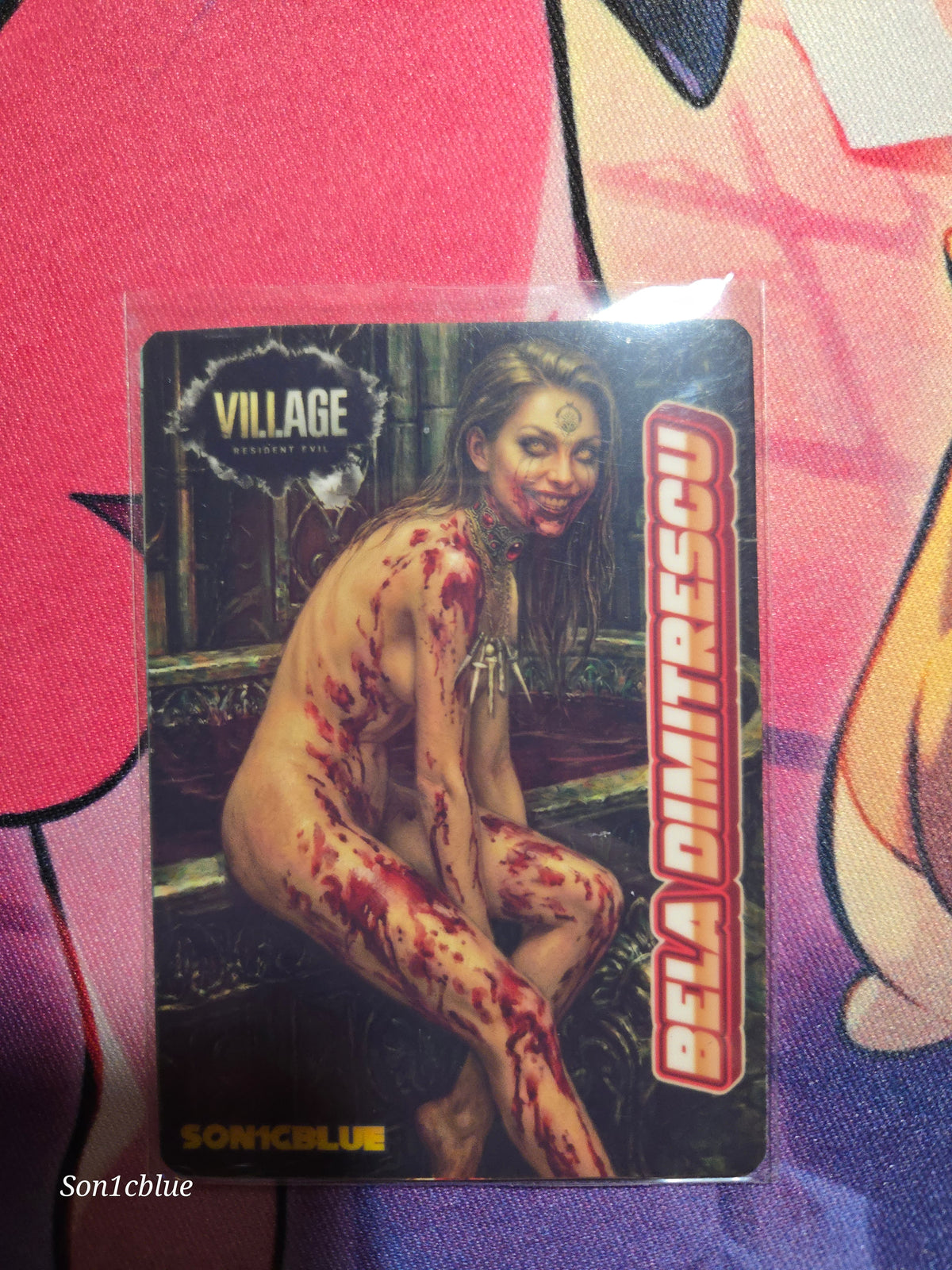 Bela Dimitrescu Resident Evil Village Custom Glow Waifu card Fan Art 3