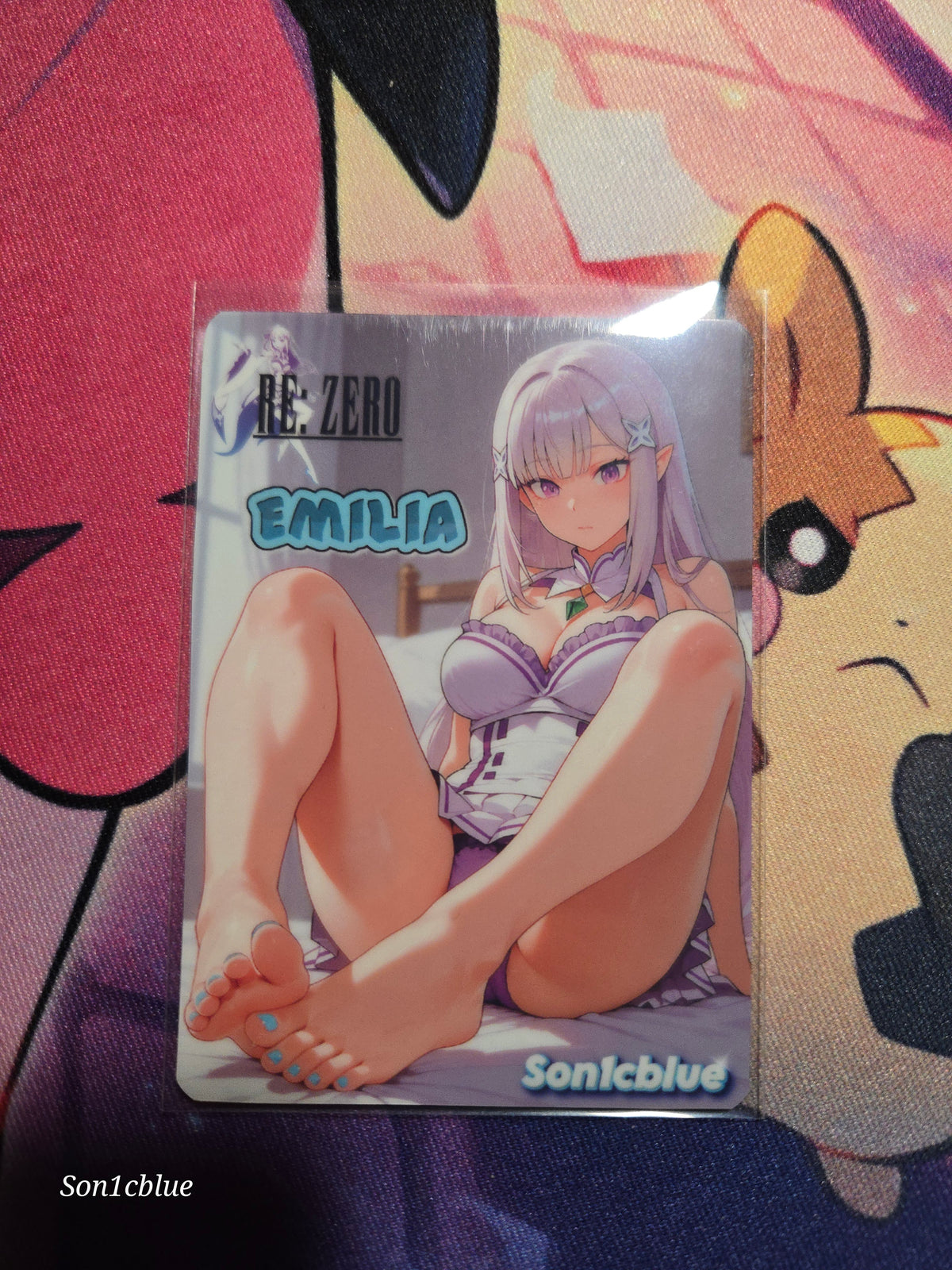 Emilia Re:Zero Custom Glow Waifu card Feet Art 3
