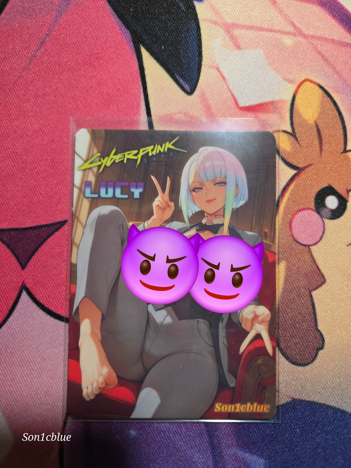 Lucy Cyberpunk Edgerunners Custom Glow Waifu card Feet Art 3