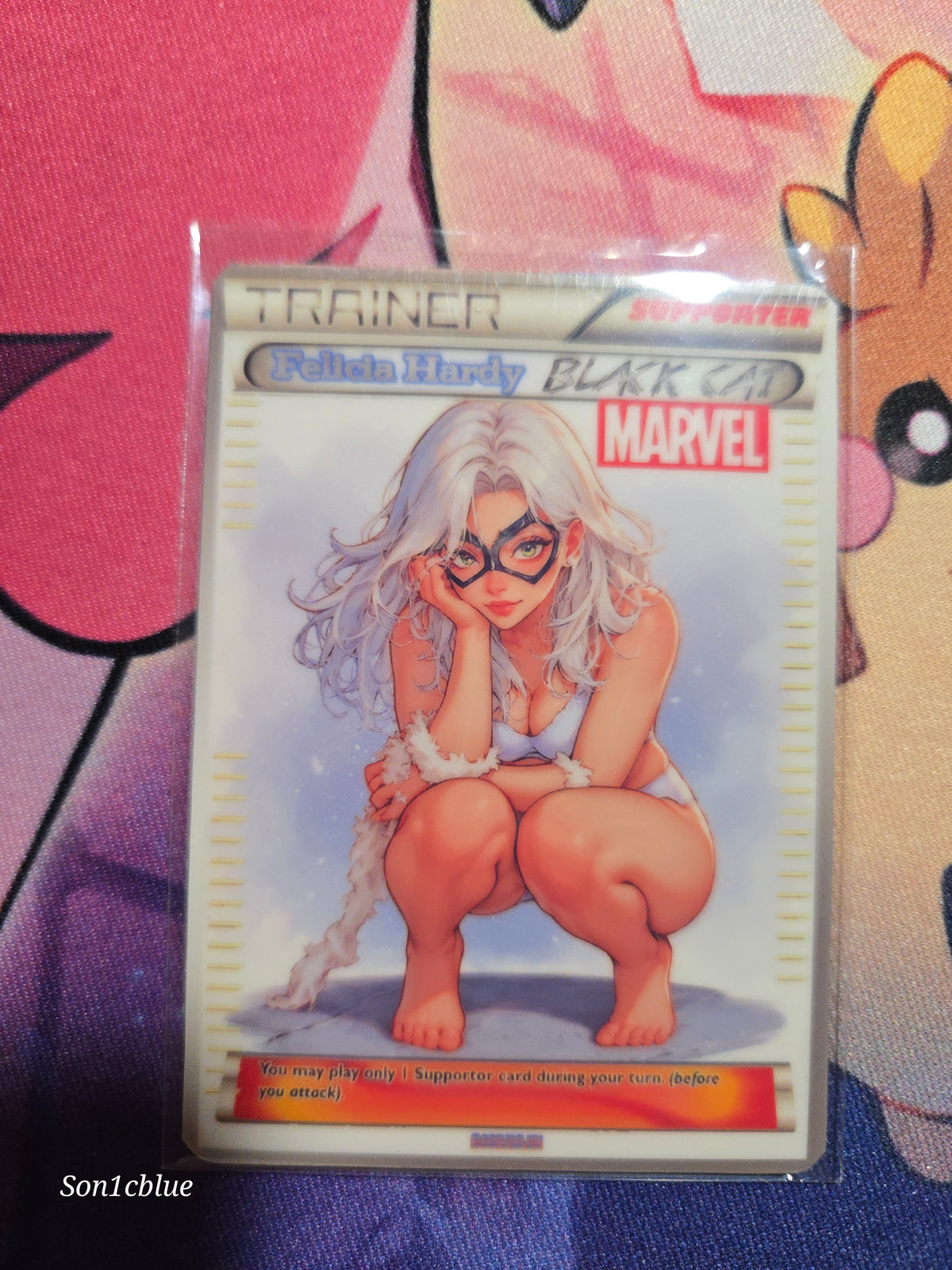 Felicia Hardy Black Cat Marvel Custom Glow Waifu card Feet Art