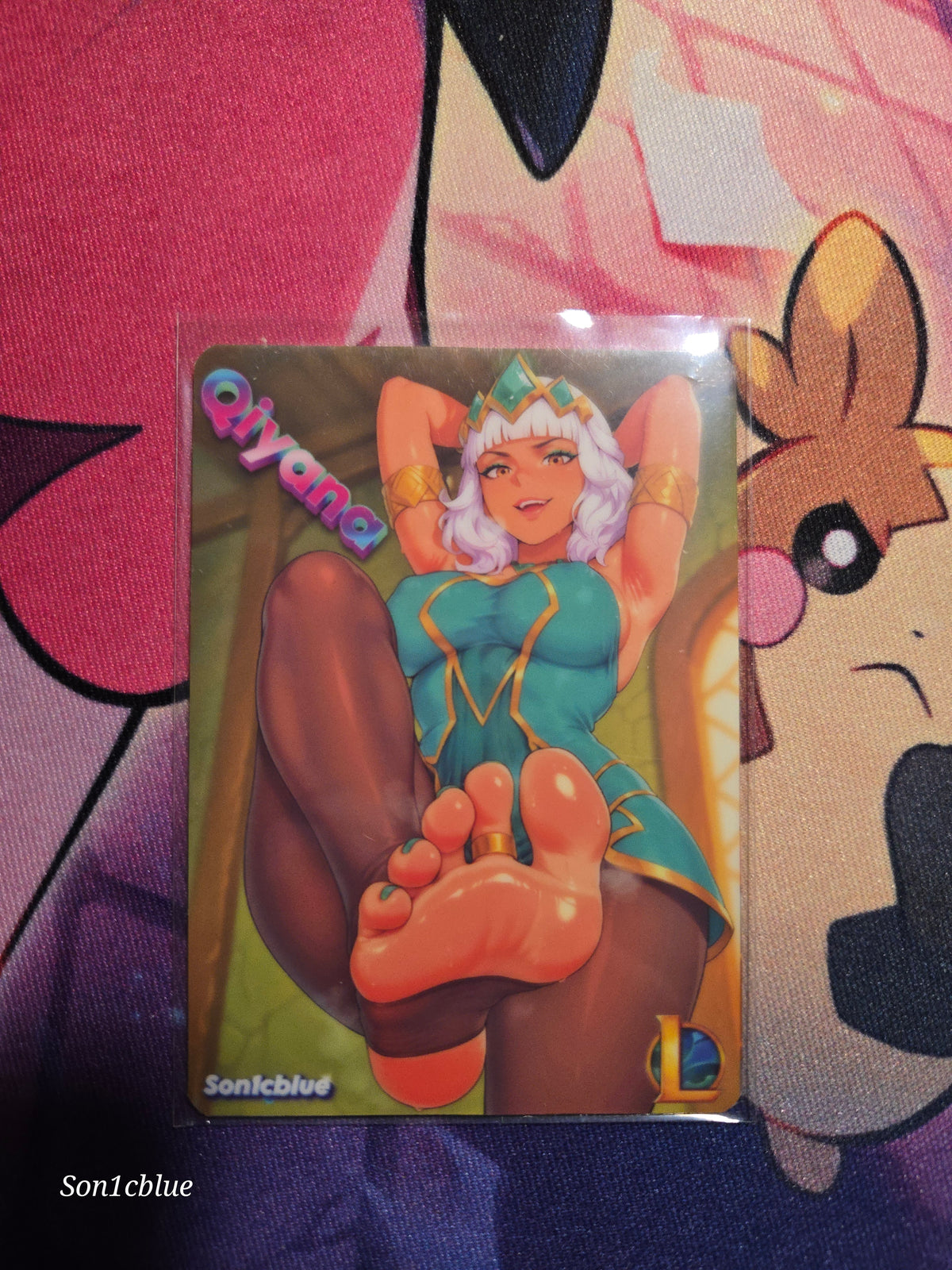 Qiyana League Of Legends  Custom Glow Waifu card Feet Art