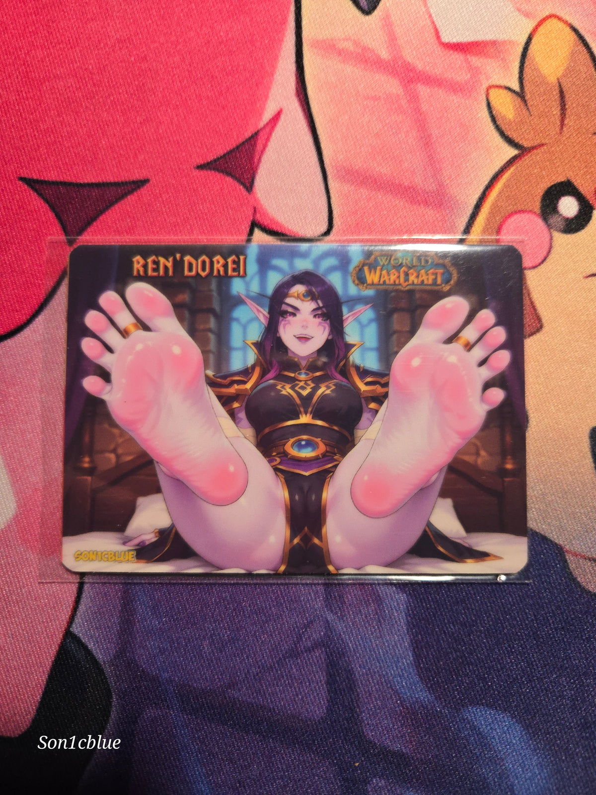 Ren'dorei Void Elf World of Warcraft Custom Glow Waifu card Feet Art